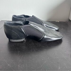 Black Leather Jazz Dance Shoes Split Sole Slip On Size 6 6.5